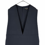 将图片加载到图库查看器，【中古】Drawer ドゥロワー ウール100％ ノースリーブワンピース ネイビー 紺 日本製 i1222y00836
