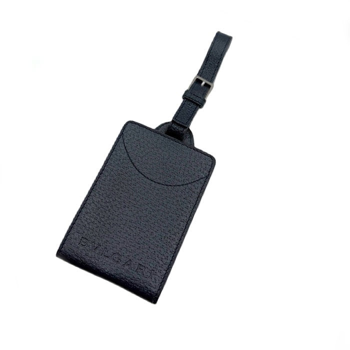 【中古】ブルガリ BVLGARI ネームタグ レザー シンプル ネイビー 紺 i0627aq0206
