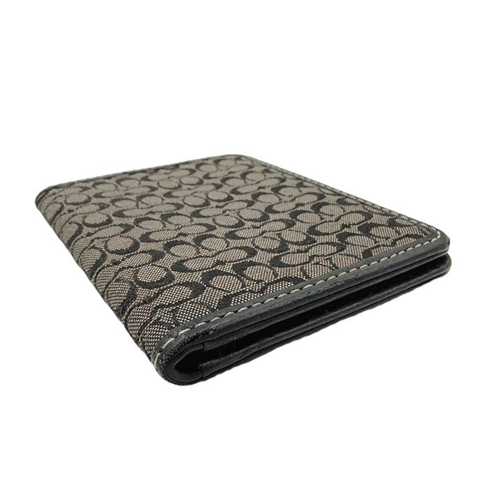 【中古】COACH コーチ シグネチャー キャンバス×レザー 二つ折りパスケース カードホルダー i0810oq0113