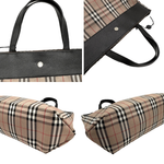 画像をギャラリービューアに読み込む, 【中古】バーバリー BURBERRY トートバッグ チェック柄 ナイロン レザー バイカラー ベージュ系 ブラック i0627aq00487
