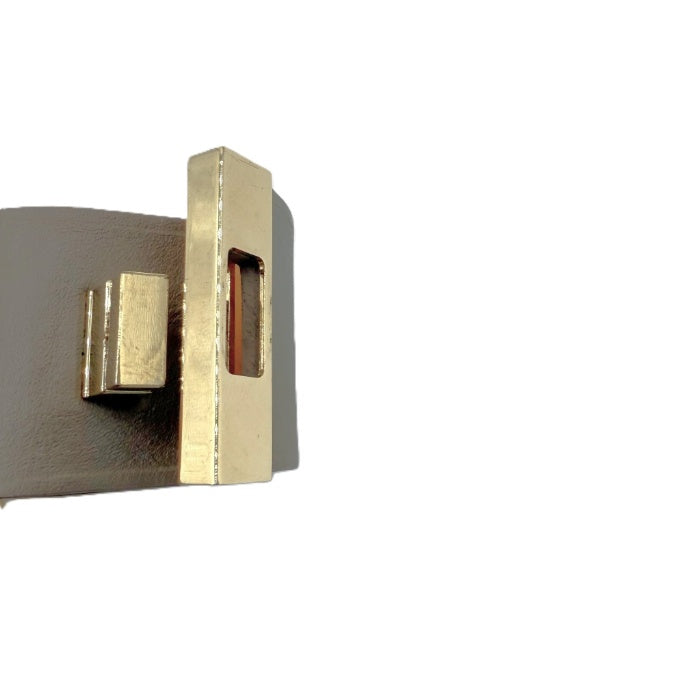 【中古】メゾンボワネ MAISON BOINET レザーブレスレット ワイドバングル 上質 ゴールド グレージュ i0619wq01110