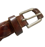 画像をギャラリービューアに読み込む, 【中古】ANGLO レザーベルト 編込み メッシュベルト ブラウン i0731wq0061
