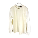 将图片加载到图库查看器，【中古】ドゥロワー Drawer ブラウス 袖切り替え プルオーバー ストレッチ オフホワイト 白 i0501k00137
