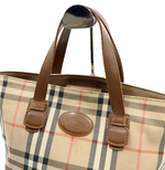 将图片加载到图库查看器，【中古】BURBERRY バーバリー ノバチェック トートバッグ ベージュ ロゴ i0922lq01038
