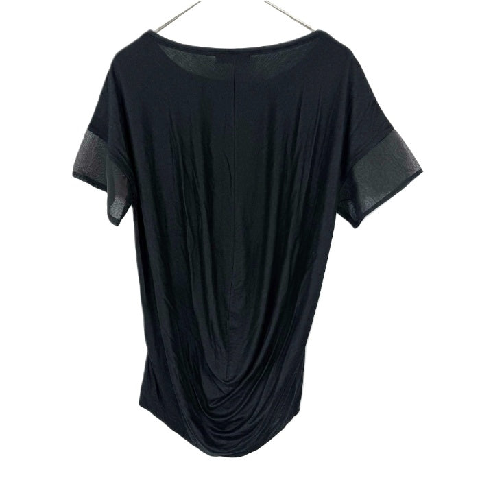 【中古】デプレ DES PRES 半袖カットソー そで口シアー素材 切り替え 透け感 ブラック 黒 i0807n0226
