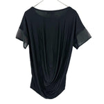 将图片加载到图库查看器，【中古】デプレ DES PRES 半袖カットソー そで口シアー素材 切り替え 透け感 ブラック 黒 i0807n0226
