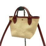 画像をギャラリービューアに読み込む, 【中古】ロンシャン Longchamp 2wayバッグ ハンドバッグ ショルダー ラフィア かごバッグ ベージュ ブラウン i0627aq001127
