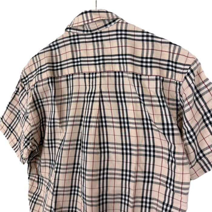 【中古】バーバリー BURBERRY 半袖シャツ 定番チェック柄 ロゴ刺しゅう ベージュ系 i0710lq02127