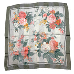 将图片加载到图库查看器，【中古】ヴァレンチノ VALENTINO スカーフ 花柄 ストライプ シアー 透け感 くすみカラー カーキ アイボリー i0619wq03710
