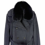 将图片加载到图库查看器，【中古】BURBERRY バーバリー ファー付きコート レディース ロング ウール フォックスファー i0606aq01427
