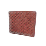 将图片加载到图库查看器，【中古】ボッテガヴェネタ BOTTEGA VENETA 財布 二つ折り イントレチャート 編込み くすみレッド i0606aq01952
