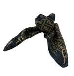 Load image into Gallery viewer, 【中古】フェンディ FENDI ズッカ柄 ハンカチ スカーフ ブラック ブラウン ロゴ 総柄 j0405oq02025
