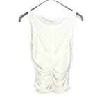 将图片加载到图库查看器，【中古】エポカ EPOCA ノースリーブカットソー シャーリング ドレープ 透け感 オフホワイト 白 i0807n0111
