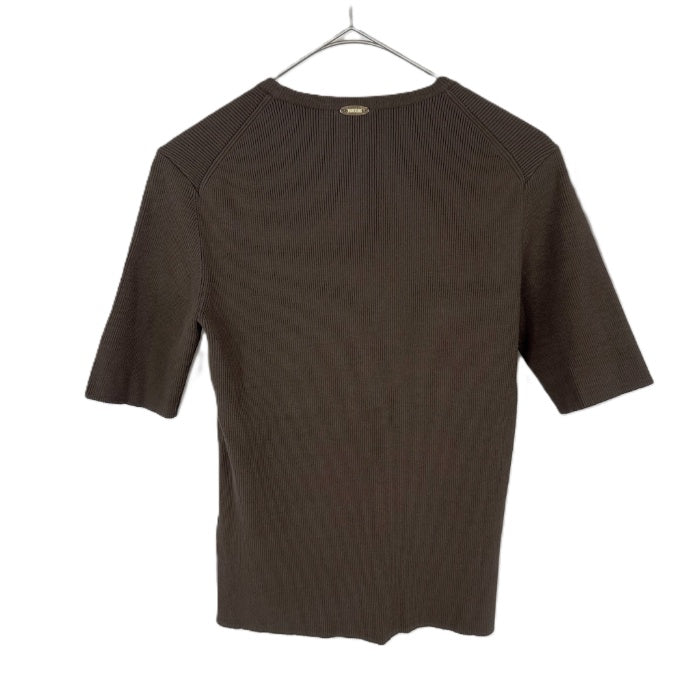 【中古】ミューズ ドゥーズィエムクラス Deuxieme Classe リブカットソー クルーネック 半袖 ブラウン 茶 i0526y01225