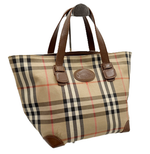 将图片加载到图库查看器，【中古】BURBERRY バーバリー ノバチェック トートバッグ ベージュ ロゴ i0922lq01038

