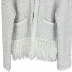 画像をギャラリービューアに読み込む, 【中古】Drawer ドゥロワー ニットジャケット ラメ フリンジ ウール混 ノーカラー i1222h00431
