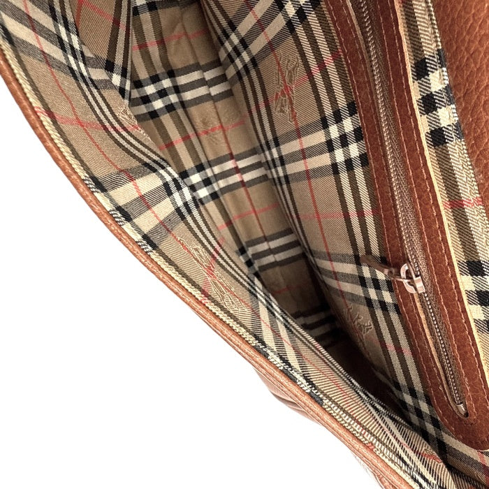 【中古】バーバリー BURBERRY ショルダーバッグ 大 ポシェット レトロ 可愛い ブラウン 茶 i0718aq00938