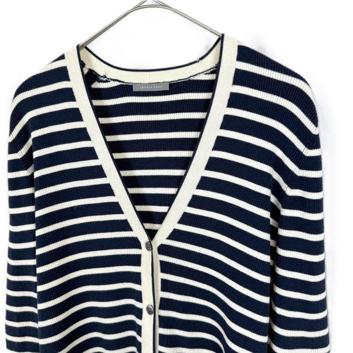 【中古】セオリーリュクス Theory luxe ボーダーカーディガン リブニット シルク ネイビー ホワイト i0703n0126