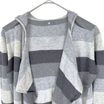 将图片加载到图库查看器，【中古】スリードッツ three dots フードカーディガン 太ボーダー ボタンレス グレー ダークグレー i0807n0203
