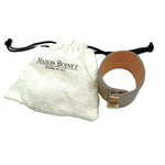 Load image into Gallery viewer, 【中古】メゾンボワネ MAISON BOINET レザーブレスレット ワイドバングル 上質 ゴールド グレージュ i0619wq01110

