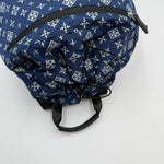 将图片加载到图库查看器，【中古】russet ラシット 総柄 リュック ネイビー 巾着式 バックパック i1012oq00717
