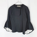 将图片加载到图库查看器，【中古】BALENCIAGA バレンシアガ ニットジャケット ブラック フレアスリーブ ノーカラー i1222h01140
