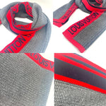 画像をギャラリービューアに読み込む, 【中古】ルイヴィトン LOUIS VUITTON マフラー エシャルプ LVジェネレーション グレー ネイビー レッド h0425lq025187s
