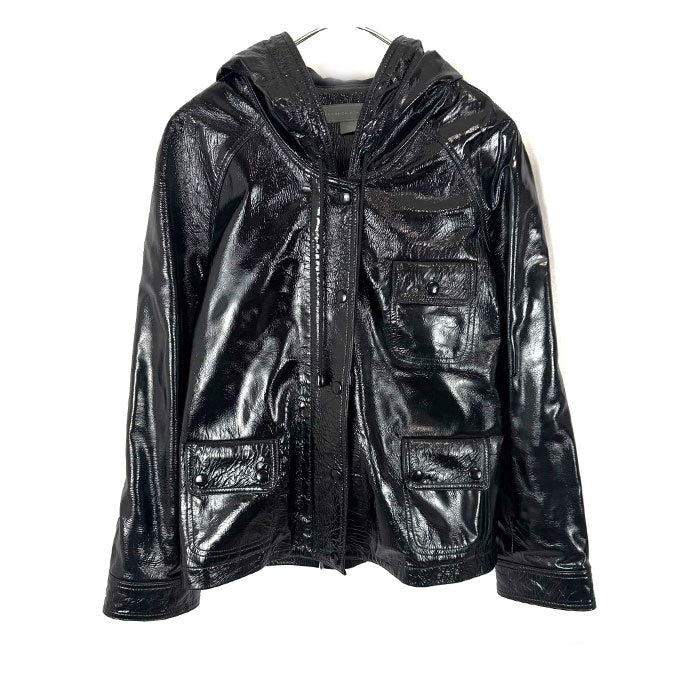 【中古】プロエンザスクーラー PROENZA SCHOULER レザーフードジャケット エナメル 光沢 ブラック 黒 i0120h00534