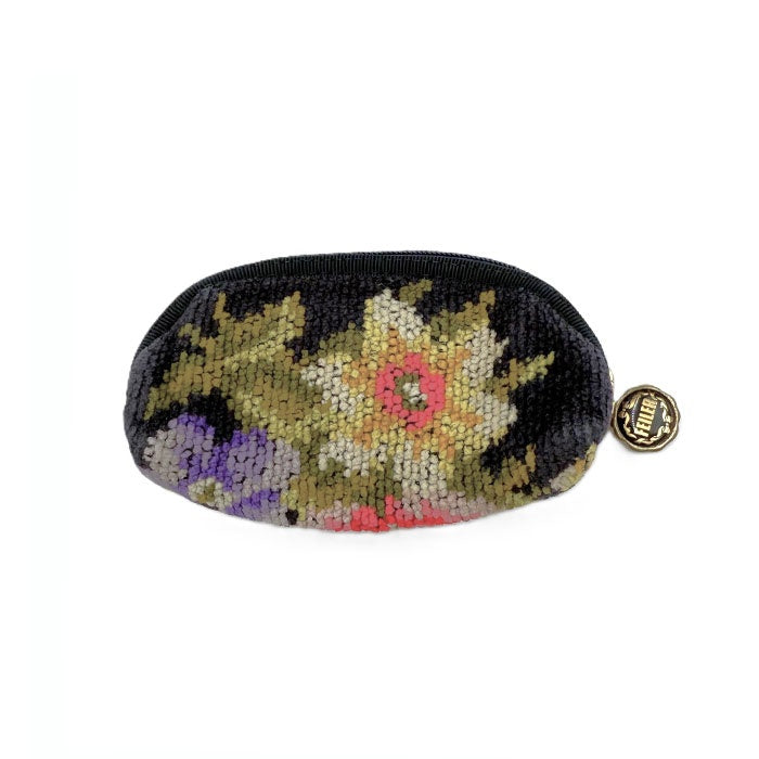 【中古】フェイラー FEILER コインケース 小銭入れ ミニサイズ 花柄 可愛い ネイビー系 i0727tq0026