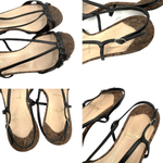 Load image into Gallery viewer, 【中古】クリスチャンルブタン Christian Louboutin サンダル ストラップ コルク ローヒール ブラック ブラウン i0623k0128
