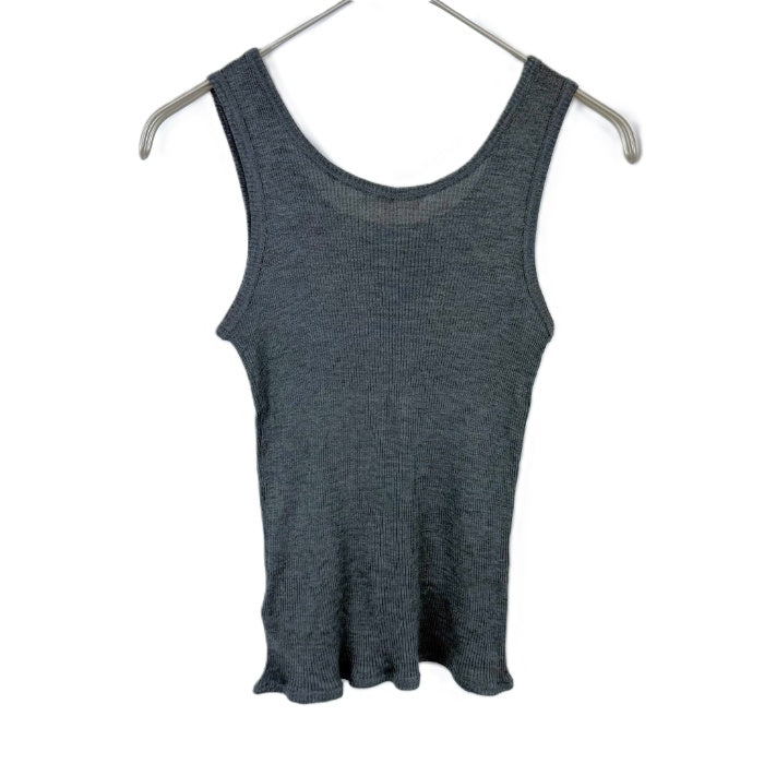 【中古】ドゥロワー Drawer 細リブタンクトップ 胸元リボン シルク 薄手 透け感 チャコールグレー i0623k0010