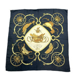 将图片加载到图库查看器，【中古】エルメス HERMES スカーフ カレ90 柄 おしゃれ すみ黒 アイボリー イエロー系 i0601oq00769
