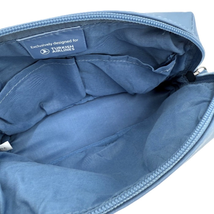 【中古】フェラガモ Ferragamo ノベルティポーチ ストラップ付き シンプル くすみブルー i0731wq0355