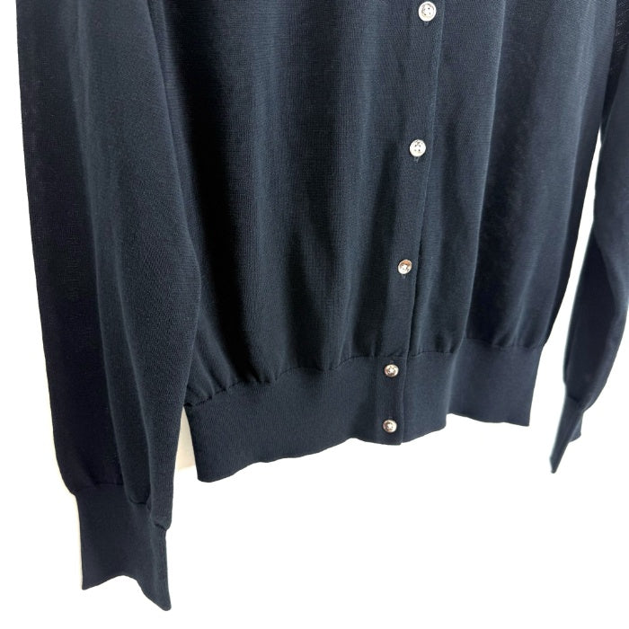 【中古】ノーリーズソフィー NOLLEY'S sophi クルーネックカーディガン シンプル 薄手 透け感 ネイビー 紺 i0417m0033