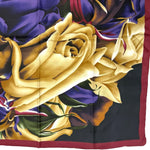 画像をギャラリービューアに読み込む, 【中古】ケンゾー KENZO スカーフ 花柄 シルク ダークカラー ワインレッド ブラック i0619wq0385
