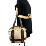 画像をギャラリービューアに読み込む, 【中古】バーバリー BURBERRY ハンドバッグ バイカラー 布生地 レザー カジュアル ベージュ ダークブラウン i0601oq01762
