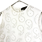 画像をギャラリービューアに読み込む, 【中古】ドゥロワー Drawer カットワークレースブラウス ノースリーブ 透け感 Aライン オフホワイト 白系 i0507m00830
