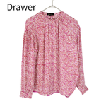 将图片加载到图库查看器，【中古】ドゥロワー Drawer 総柄 ボウタイブラウス ピンク サイズ36 j0508k0083737
