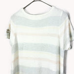 Load image into Gallery viewer, 【中古】ジェラートピケ gelato pique 半袖ワンピース マルチボーダー パステル もこもこ 白系 i0413oq01813
