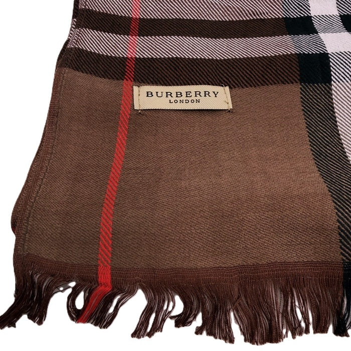 【中古】バーバリー BURBERRY ストール 定番チェック 大判 おしゃれ ダークブラウン こげ茶 i0731wq0165