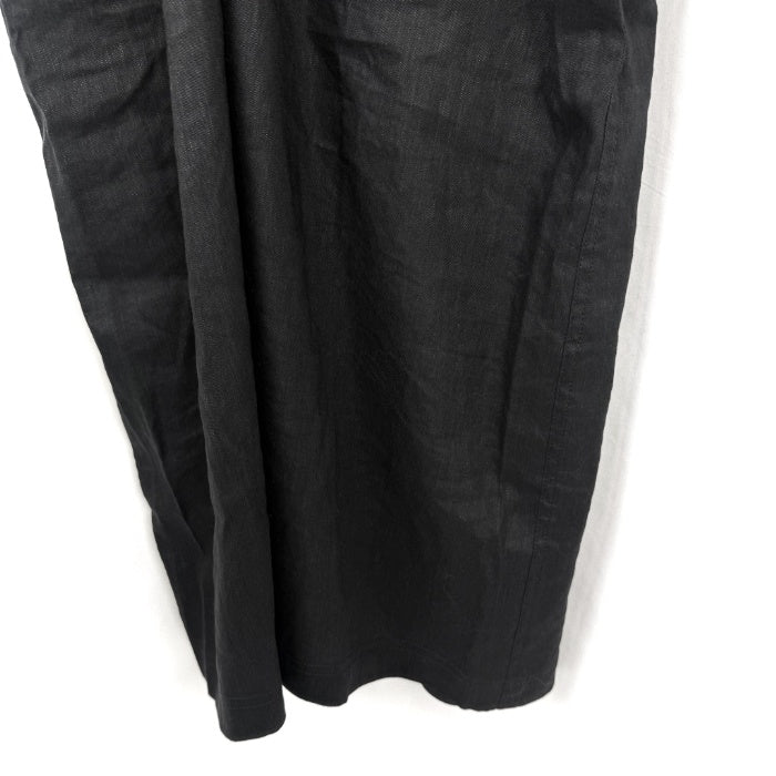 【中古】栗原はるみ KURIHARA HARUMI サロペットスカート ロング 裾スリット リネン混 ブラック 黒 h1223rq0166