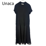 画像をギャラリービューアに読み込む, 【中古】アナカ Unaca サマーワンピース 半袖 ロング ブラック j0721s0104
