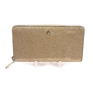 【中古】ケイトスペード kate spade 長財布 ラウンドファスナー ゴールドラメ ロングウォレット 金 h0226h00411