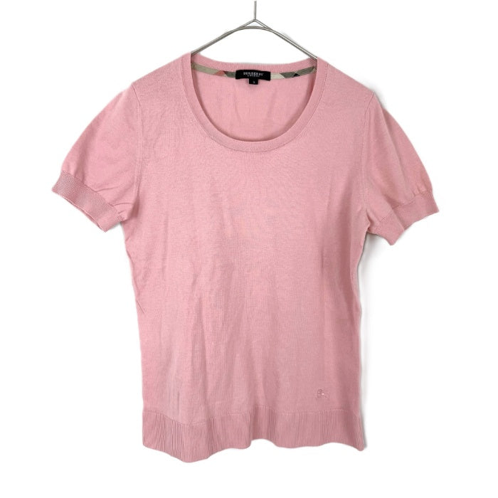 【中古】バーバリー BURBERRY アンサンブルニット 半袖 カーディガン セット コットン くすみピンク i0606aq01520