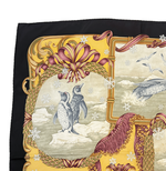 画像をギャラリービューアに読み込む, 【中古】フェラガモ Salvatore Ferragamo  シルクスカーフ 大判 ゴールド ブラック 動物柄 j0223tq05030
