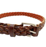 画像をギャラリービューアに読み込む, 【中古】ANGLO レザーベルト 編込み メッシュベルト ブラウン i0731wq0061
