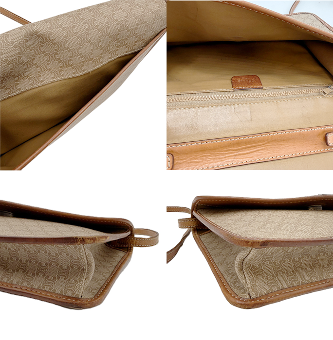 【中古】CELINE セリーヌ マカダム柄 ショルダーバッグ ベージュ ヴィンテージ 斜めがけ i0922lq00144