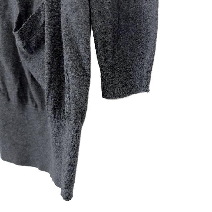 【中古】スリードッツ three dots カーディガン Vネック シンプル ロング 透け感 チャコールグレー i0818n0093