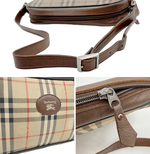 画像をギャラリービューアに読み込む, 【中古】BURBERRY バーバリー ノバチェック ショルダーバッグ ブラウン ベージュ レザー キャンバス レディース 斜め掛け ヴィンテージ j0213aq01080
