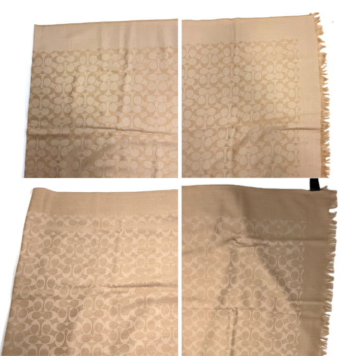 【中古】コーチ COACH ストール シグネチャー CCロゴ シルク混 上質 上品 ベージュ系 i0601oq00817
